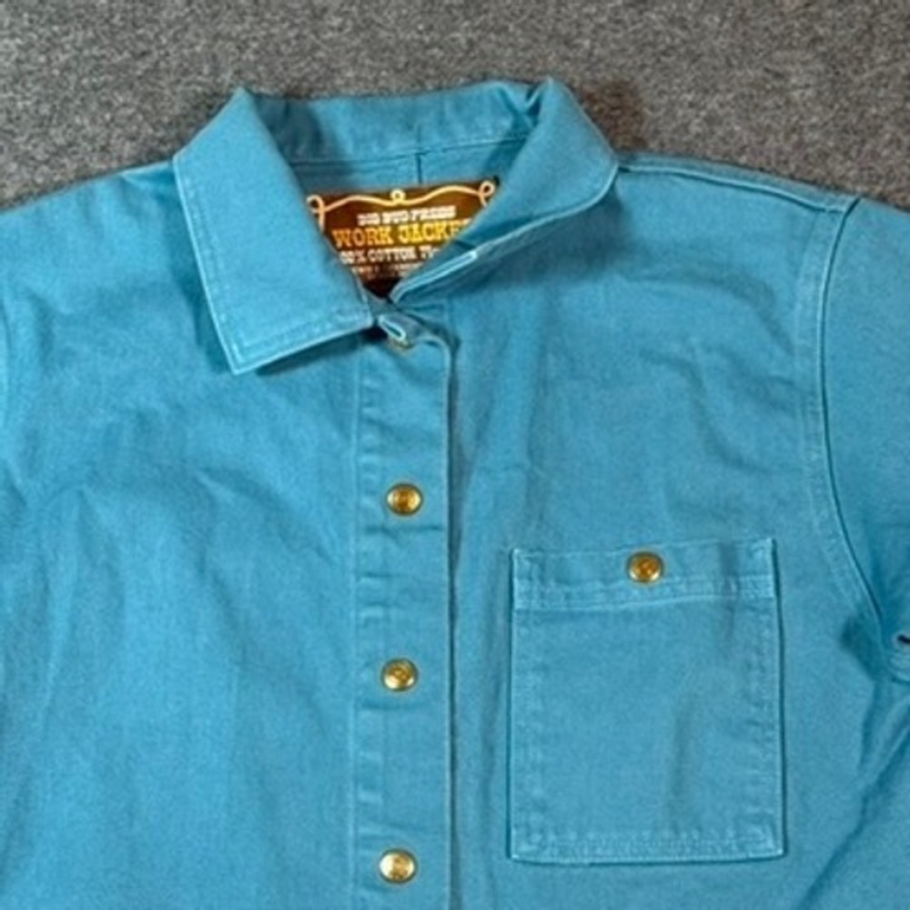 Big Bud Press Work Jacket‎ Teal Blue 100 Cotton Denim XS Boho USA Lux 14 Oz - Picture 3 of 9